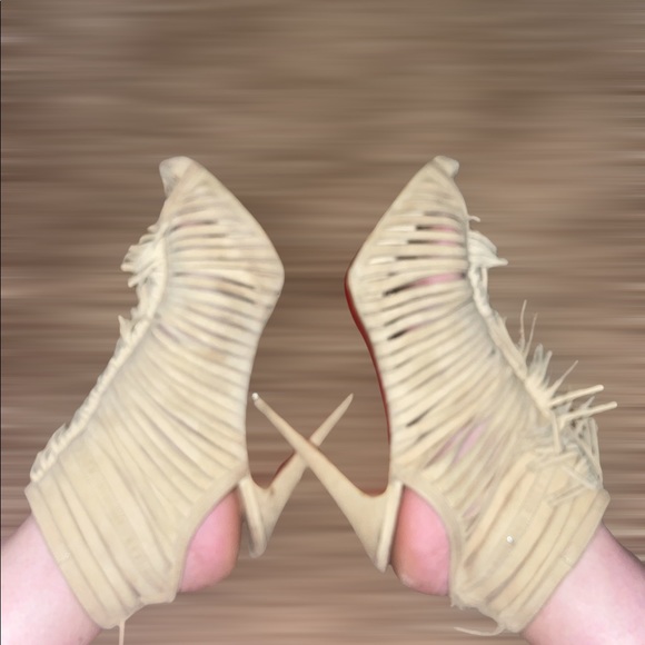 Christian Louboutin Beige Deva Fringed Booties - Picture 2 of 5